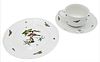 A. Raynard 27 Piece Limoges Coffee Service, with painted birds, bugs and trees to include 7 dessert plates, 6 tea cups, 7 tea saucers, 1 coffee cup, 1