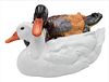 Large Herend Duck Figureal Group, depicting two ducks cuddling, marked Herend on bottom, height 5 1/2 inches, length 10 1/2 inches.