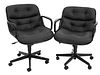 Pair of Pollack for Knoll Office Chairs, in black leather on swivel base