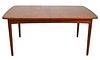 Attributed to Hans Wegner Danish Modern Table, unsigned, having damage to table top corner and leg, height 29.5 inches, length 61.5 inches with two le