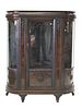 Victorian Oak China Cabinet, having three shelves with beveled glass bowed sides and beveled glass front, height 67 inches, width 55 inches.