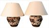 Pair of Indian Basket Style Table Lamps, total height 31 inches.