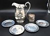 Sterling Silver Lot, to include pitcher and six bread plates, pitcher height 9 1/2 inches, 48.3 t.oz.