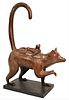 Large Bronze Sculpture, Lemur carrying its young on her back, Metropolitan Galleries copy, height 60 inches, length 44 inches, width 17 1/2 inches.