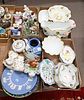 Five Tray Lots of Porcelain Serving Pieces, to include three Boehm birds, Bernardaud bowls, Wedgewood, etc.