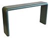 Karl Springer Console Table, in green shagreen, signed Karl Springer 1993, height 32 inches, width 60 inches.