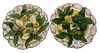 Two Christine Viennet Ceramic Plates, having fruit, vegetable, leaves, flowers and nuts, signed Christine Viennet, France on back, diameter 10 inches,