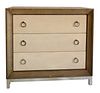Lillian August for Hickory White, "Lowe Bunching" contemporary three drawer chest,having faux shagreen drawer fronts, retails for $3,285.00, height 36