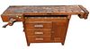 Woodworkers Workbench, marked Christiansen Chicago IL, height 32 inches, top 21" x 48".