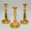 (3) antique Continental gilt bronze candlesticks