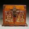 Chinese gilt carved hardwood dressing case