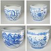 (4) Chinese blue & white porcelain jardinieres