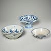 (3) Chinese blue & white porcelain bowls