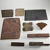 Group (9) antique Asian wood printing blocks