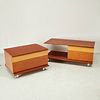 (2) Saporiti two-tone birdseye maple cabinets