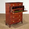 George III inlaid mahogany secretary chest