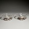 Pair French glass and silver plate tazze