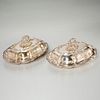 Pair English silver plated covered serving dishes