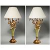 Nice pair Italian gilt metal floral lamps