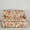 Custom Lawson style quilted chintz loveaseat