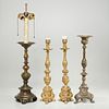 (4) Italian bronze pricket lamps