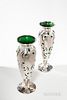 Pair of Art Nouveau Silver Overlay Glass Vases