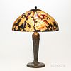 Handel Table Lamp with Parrots and Flowers Reverse-painted Shade