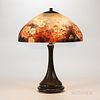 Handel Table Lamp with Reverse-painted Flowers and Butterflies Shade