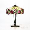 Gorham Table Lamp with Rose Border Mosaic Glass Shade