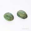 Two Grueby Faience Company Scarab Paperweights