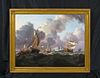 WARSHIPS DUTCH HOYS OIL PAINTING