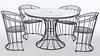 4933185: Set of Four Outdoor Wrought Iron Tub Chairs and Glass Top Table ES7AB