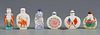6 Chinese Porcelain Snuff Bottles incl. Figurals