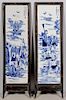 Pair Chinese Blue and White Porcelain Plaques