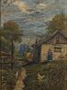 4933352: European School, Farm Scene, Oil on Panel, 20th Century ES7AL