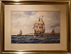 4934389: Frederick James Aldridge (British, 1850-1933),
 Masted Ships, Watercolor on Paper ES7AL