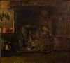 4951005: Italian School, Interior by Fireplace, Oil on Canvas, 19th Century ES7AL