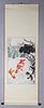 Chinese Ink & Color on Paper Koi Painting mounted as Scroll