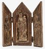 Gothic Manner Wood Madonna & Child Triptych