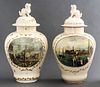 Nove Italian Ceramic Lidded Baluster Jars, Pr