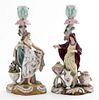 Dresden Porcelain Figural Candlesticks, Pair
