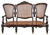 American Victorian Carved Wood Caned Settee