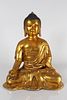 A Chinese Detailed Fortune Gilt Religious Buddha Statue 