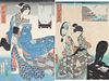 Two Antique Japanese Woodblock Prints by Toyukuni