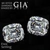 4.03 carat diamond pair Cushion cut Diamond GIA Graded 1) 2.02 ct, Color I, VVS2 2) 2.01 ct, Color H, VS1 . Appraised Value: $71,800 