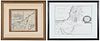 Gibson and de la Rue - Two Framed Maps
