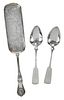 Three Pieces Southern Coin Silver Flatware
