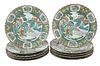 Set of 10 Chinese Export Canton Famille Verte Plates