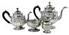 Four Piece Maryland Coin/Sterling Silver Tea Service