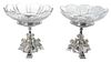Pair of Silver Plate Tazza with Glass Bowls